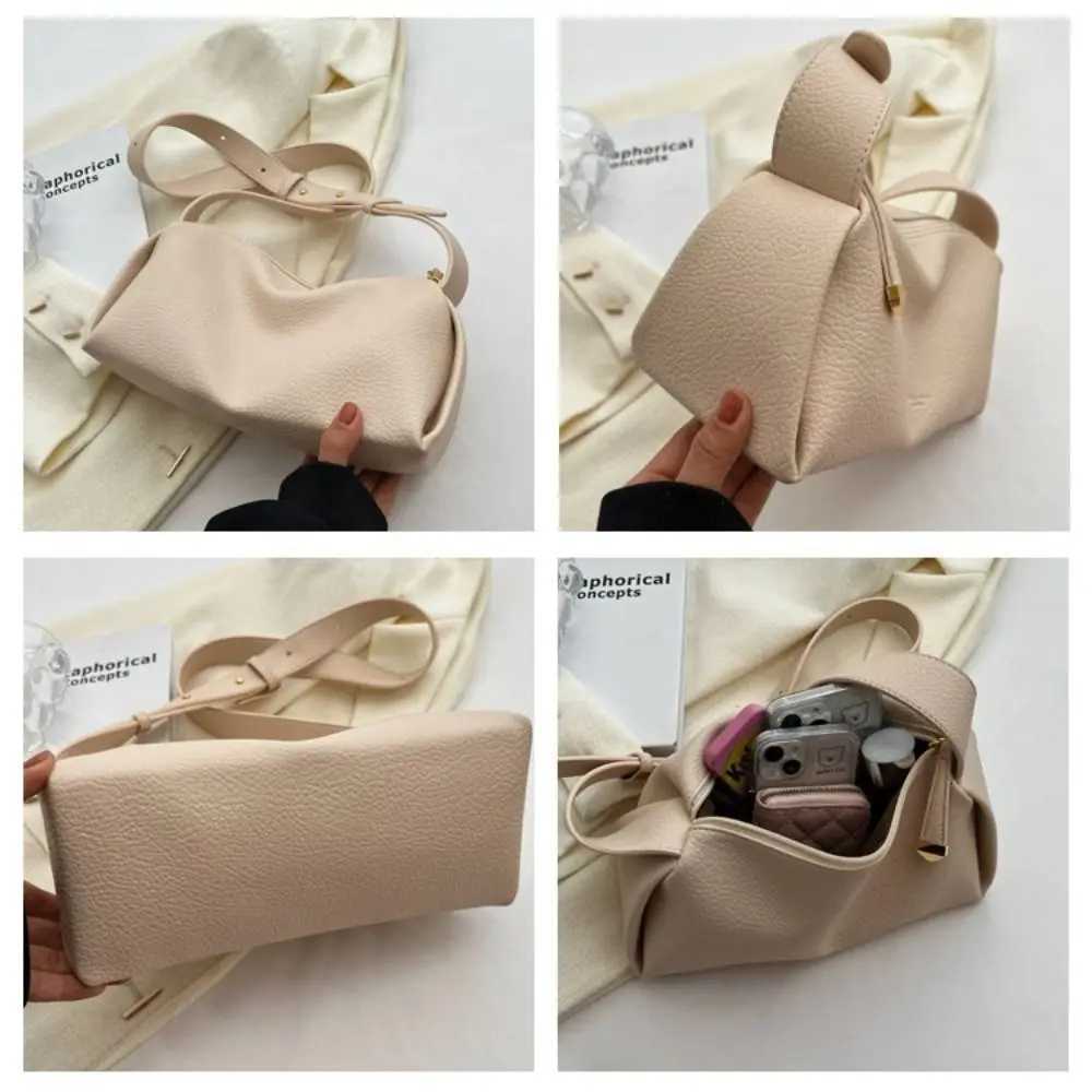 low Bag Lichee Pattern Crossbody Bag Solid Color Korean Style Shoder Bag Large Capacity Shopping Bag PU Dumpling Bag Y251211