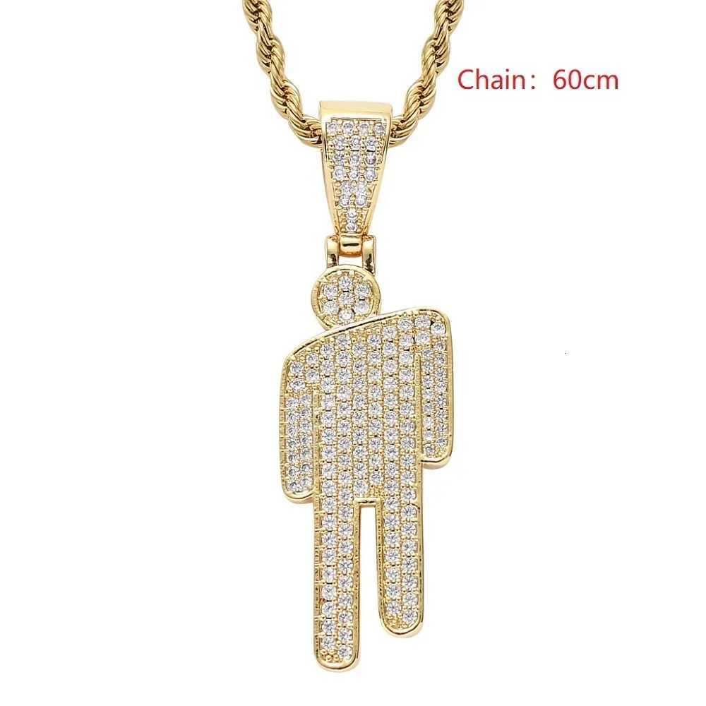 BBillIe necklace for women Stainless Steel Human Pendant Necklace Fashionable Luxury Cartoon Off-Center Rhinestone Pendant M251211