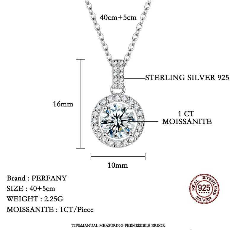 PERFANY 1-5CT Moissanite Necklace for Women S925 Pure Silver Round Laboratory Diamond Pendant Fashionable Wedding Luxury Jewelry M251211