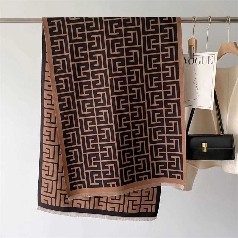 2024 Letter Pashmina Shawl Warm Cashmere Scarf for Women Luxury Winter Thick Blanket Bufanda Female Wrap Bandana Echarpe Poncho Y251211