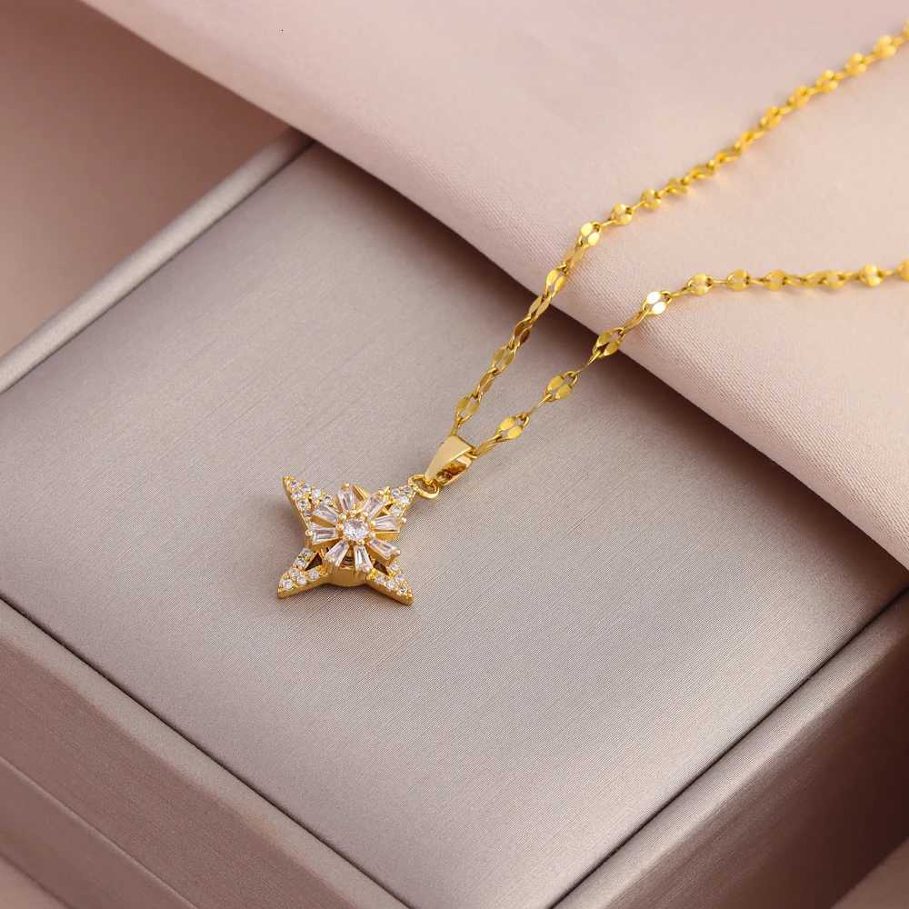 New In Fashion 18K Gold Plated Lucky Rotatable Series Pendant Necklaces For Women Female Stainless Steel Clavicle Chain Jewelry M251211