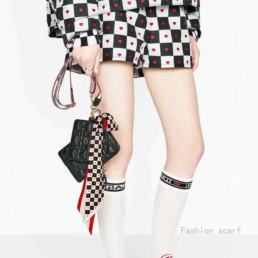 Black and White Checkerboard Womens Accessories Long Small Scarf Gray Silk Scarf Tied Princess Diana Bag Ribbon Wholesale Y251211