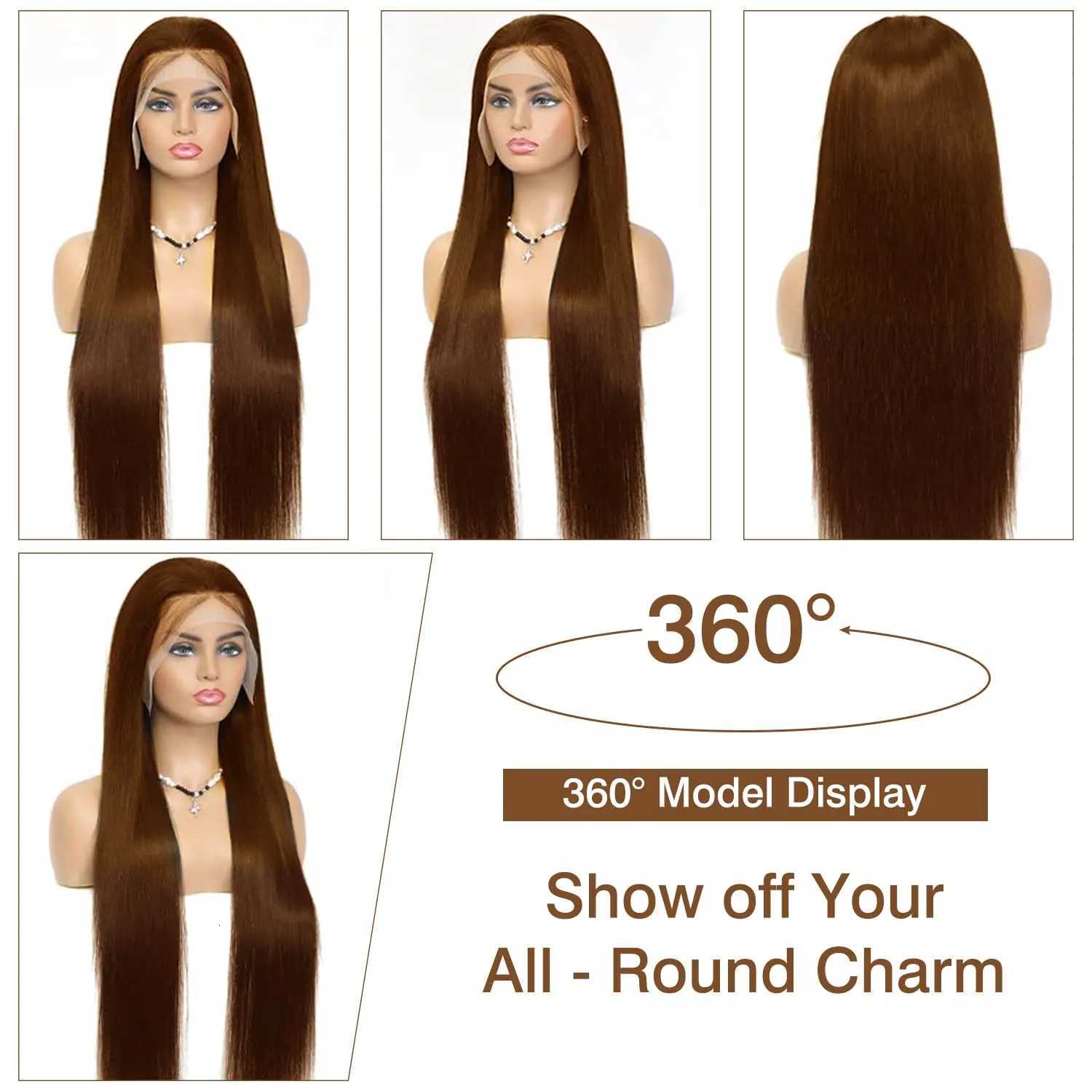 40 Inch Straight Chocolate Brown 13x6 Human Hair Wigs Hd Lace Front Wigs Pre Plucked 100 Real Human hair Wig For Black Women M251211