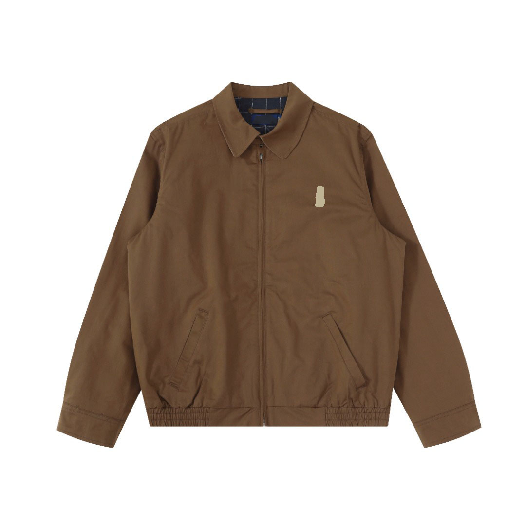 Men's Windproof Jacket Designer 100% Cotton Polo Collar Coat with Horse Embroidery Spring Lightweight Zip Up Casual Outerwear for Men Women