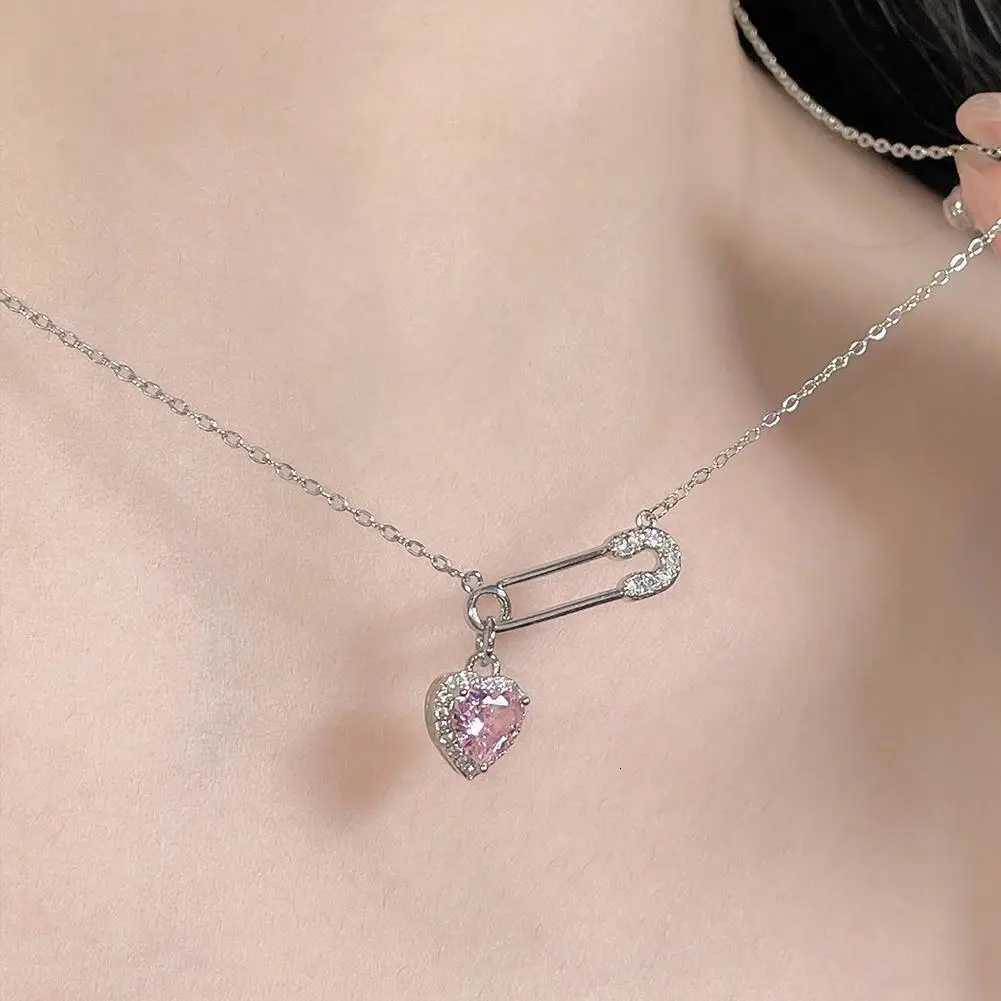 Safety Pin Clip Heart Pendant Necklace For Women Creative TrenDY Clip Charm Chain Choker Necklace Fashion Jewelry Gifts M251211