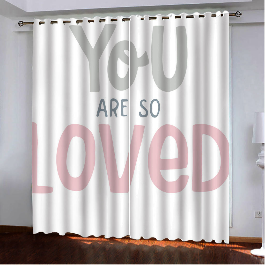 YL-37934 High-Density Blackout Curtain Letter Series, Digital Printing, Custom Patterns, Any Size.