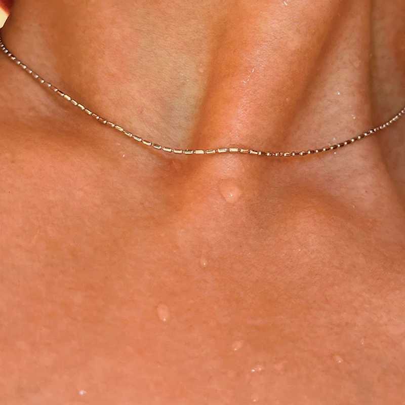 925 Sterling Silver Necklace With Simple Geometric Bead Choker Shiny And Delicate CollaRBone Chain For Womens Fashion M251211