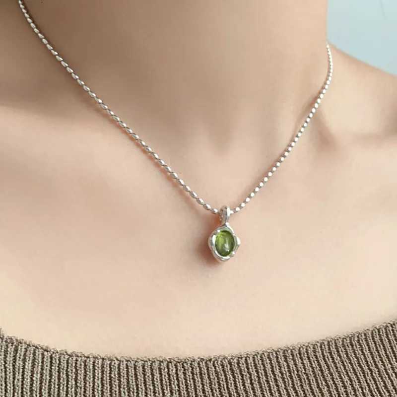 VENTFILLE 925 Sterling Silver Green Crystal Necklace for Women Girl Temperament Banquet Water Drop Jewelry Gift Dropshipping M251211