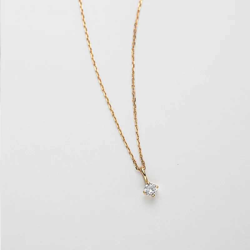 New S925 Sterling Silver 18k Gold Plated Necklace Single Sparkling Zircon Clavicle Chain for Women Wedding Fine Jewelry Collares M251211