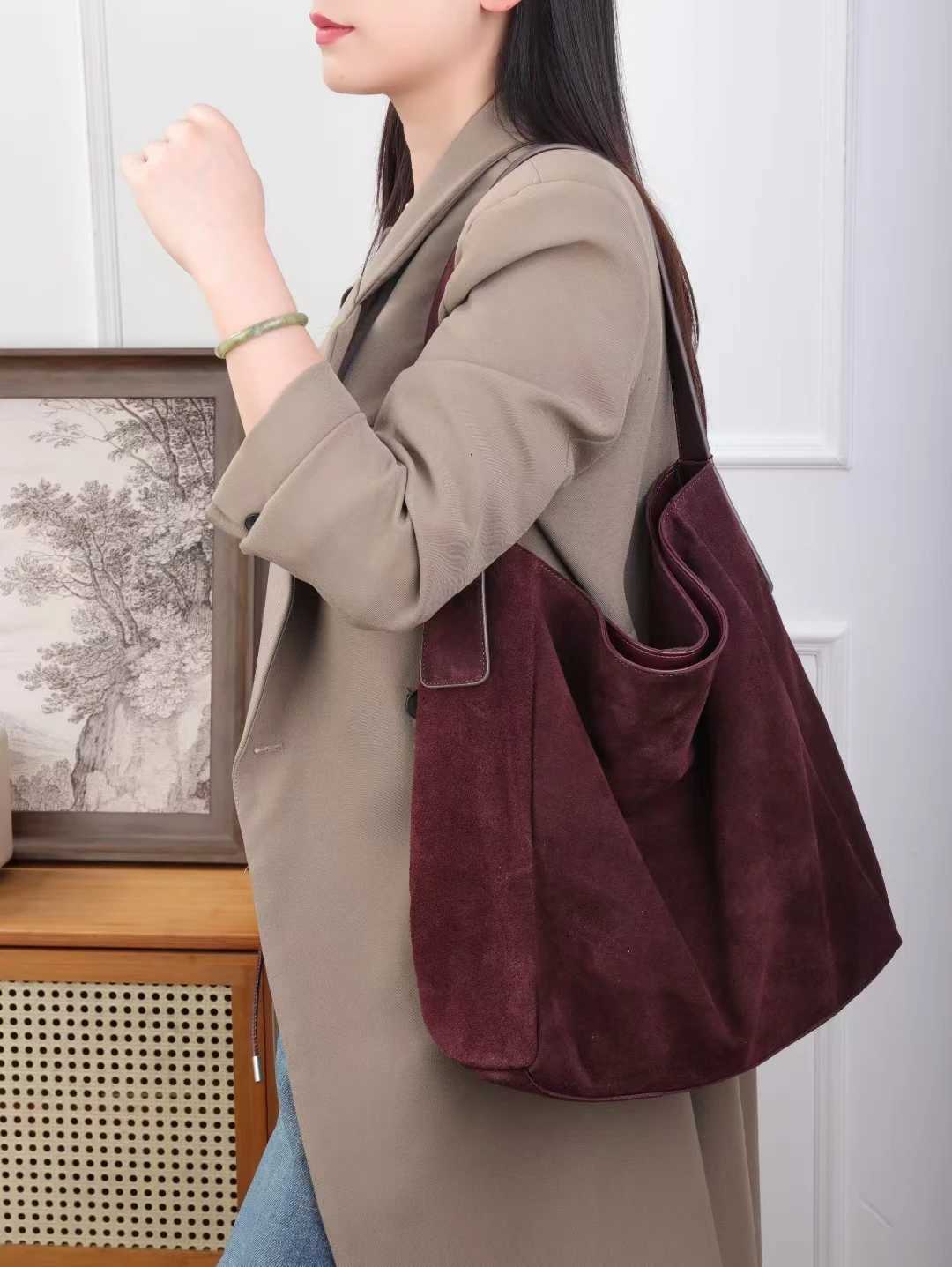 Soft Suede Cow Leather Wens Shoder Crossbody Bags Luxury Designer Brand Ladies High Quality Large Tote Bag Autumn Winter Y251211