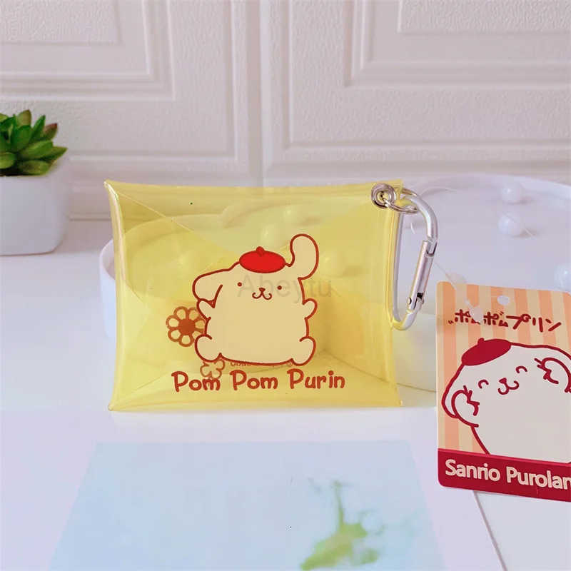 Sanrio Hello Kitty Kuromi PVC Wallet Transparent Card Holder Cute Storage Bag with Buckle Gift for Girls Kawaii Christmas Gift H251211