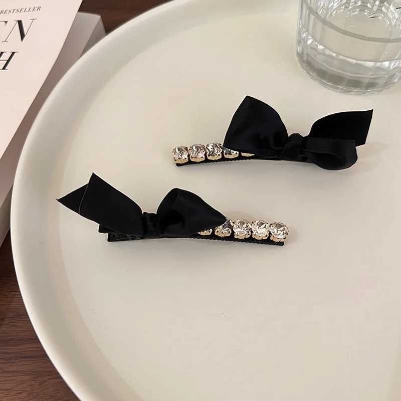 Korean Style Rhinestone Black Bow Barrettes Versatile Exquisite Fringe Clip Side Clip dr Clip Hair Accories New Y251210