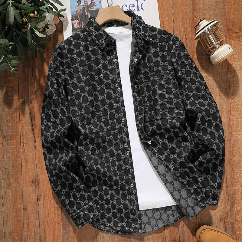 Foreign Trade Cross-Border Fashion Loose Denim Jacket Men's Casual Versatile Stylish Long Sleeve Shirt