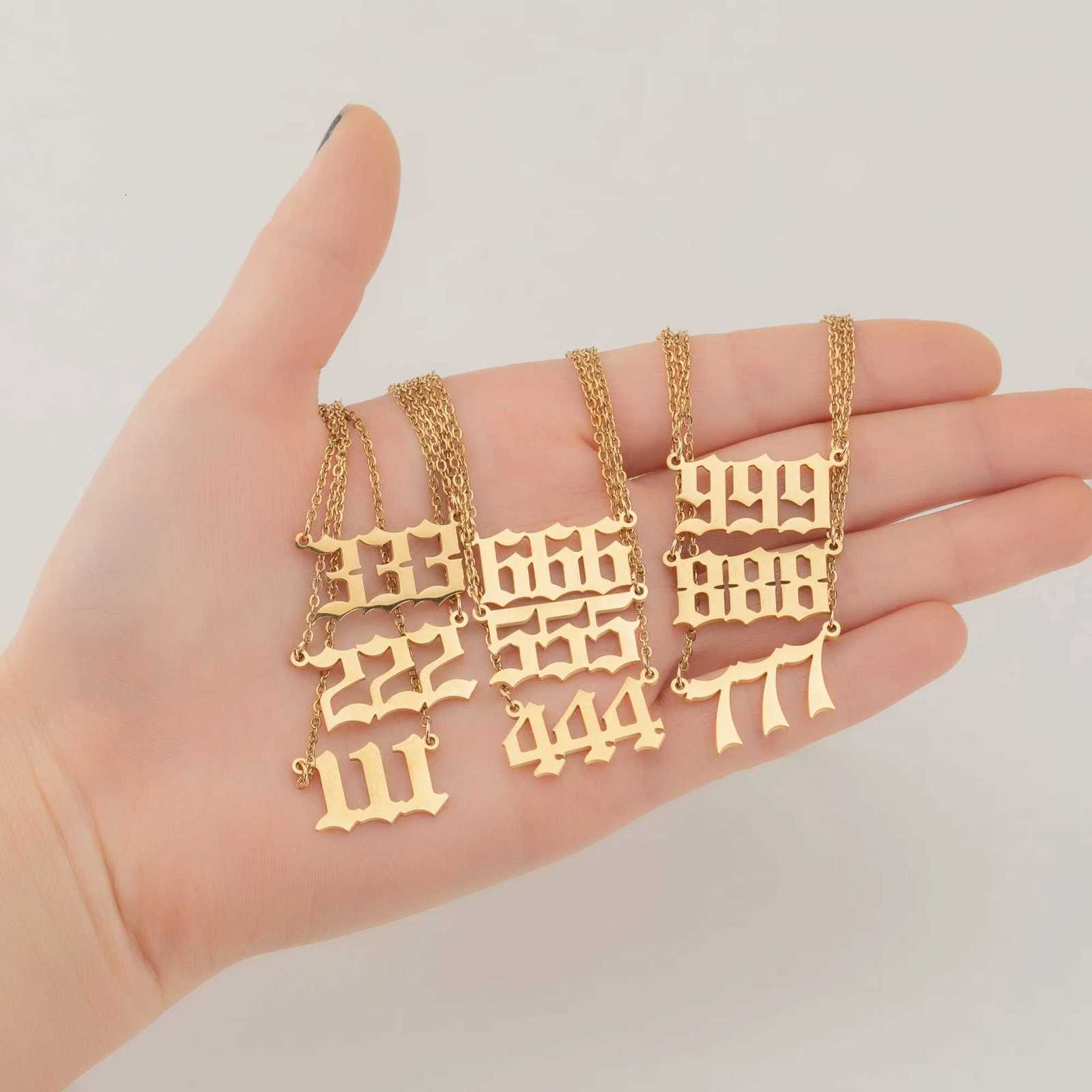 111 222 333 444 555 777 888 999 666 Devil Necklace Stainless Steel Unique Number Pendant Charms Golden Minimalist Jewelry BFF M251211
