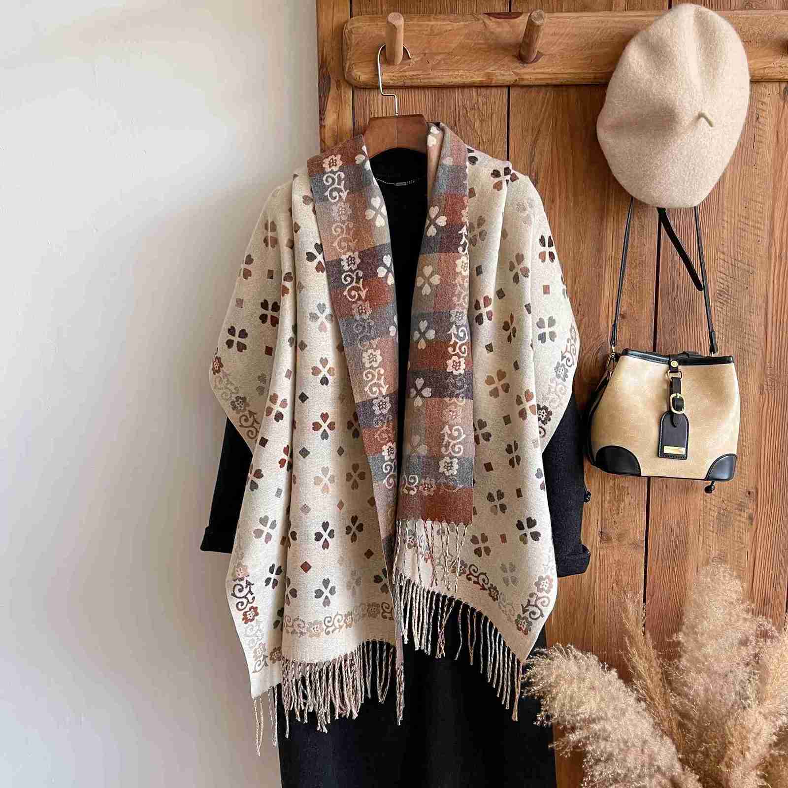 2025 Brands Ethnic Style Two-Sided Scarf Cashmere Soft Warm Long Fringe Pashmina Shawl Winter Coldproof Windproof Blanket Scarf Y251211