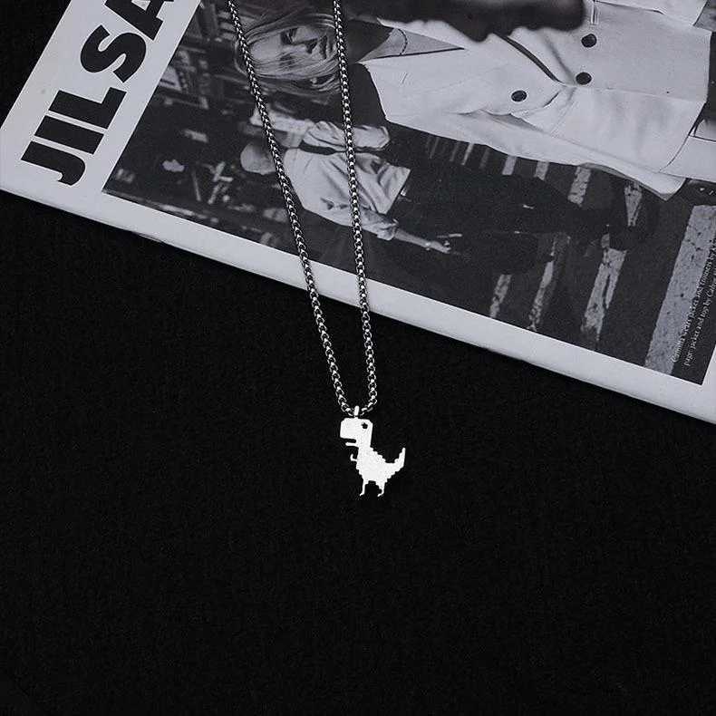 Creative Little Dinosaur Pendant Necklace for Mwn Women Cartoon Animal Necklace Punk Party Gothic Jewelry Gift wholesale M251211