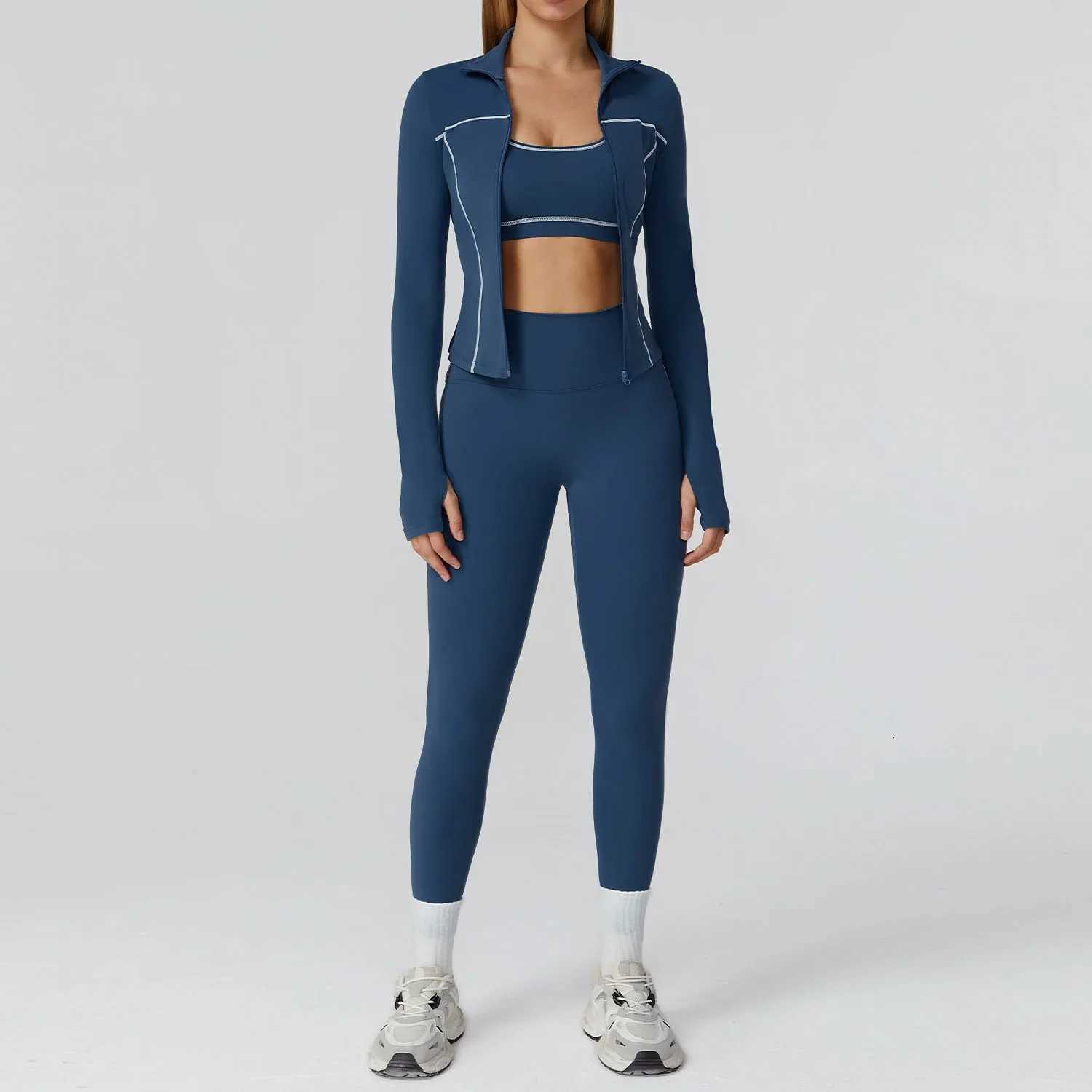 Yoga Set 2/3PCS Sports Outfits Women Clothes Fitness Tracksuit Gym Legging Workout Long Sleeved Female Bra Yoga Suit SportswearT251211