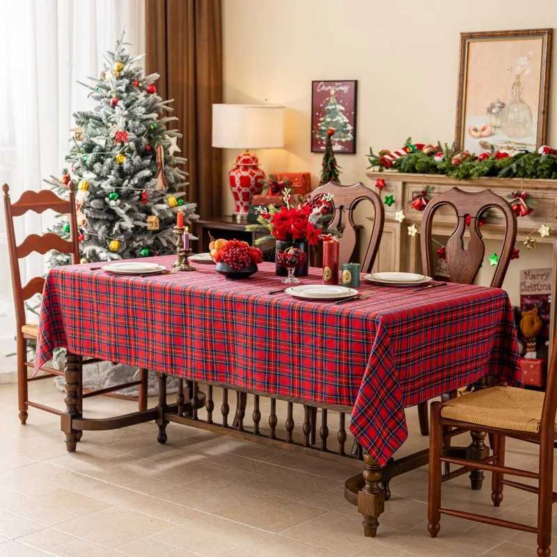 Green Plaid Christmas Tablecloth Tartan Table Cloth Decorations Winter Holiday Tablecloths for Rectangle Tables Parties Dining H251211