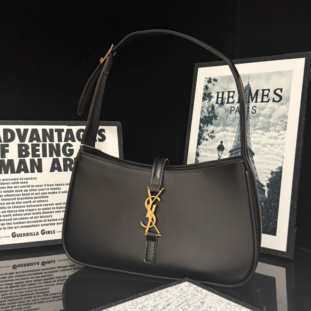 Designer bag genuine leather shoulder bag handbag hobo diagonal cross bag, classic black smooth leather crocodile pattern embossed high quality chain envelope bag