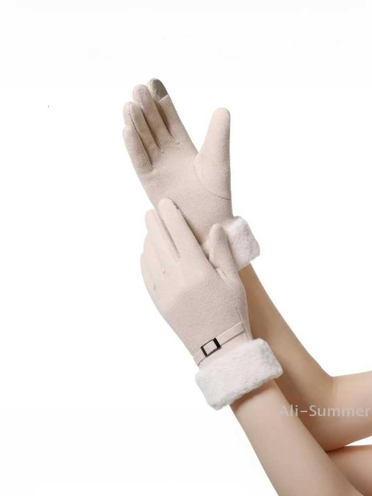 Fashion Gloves Autumn Winter Cute Furry Warm Mitts Full Finger Mittens Women Outdoor Sport Female Gloves Touch Screen Gloves Y251211