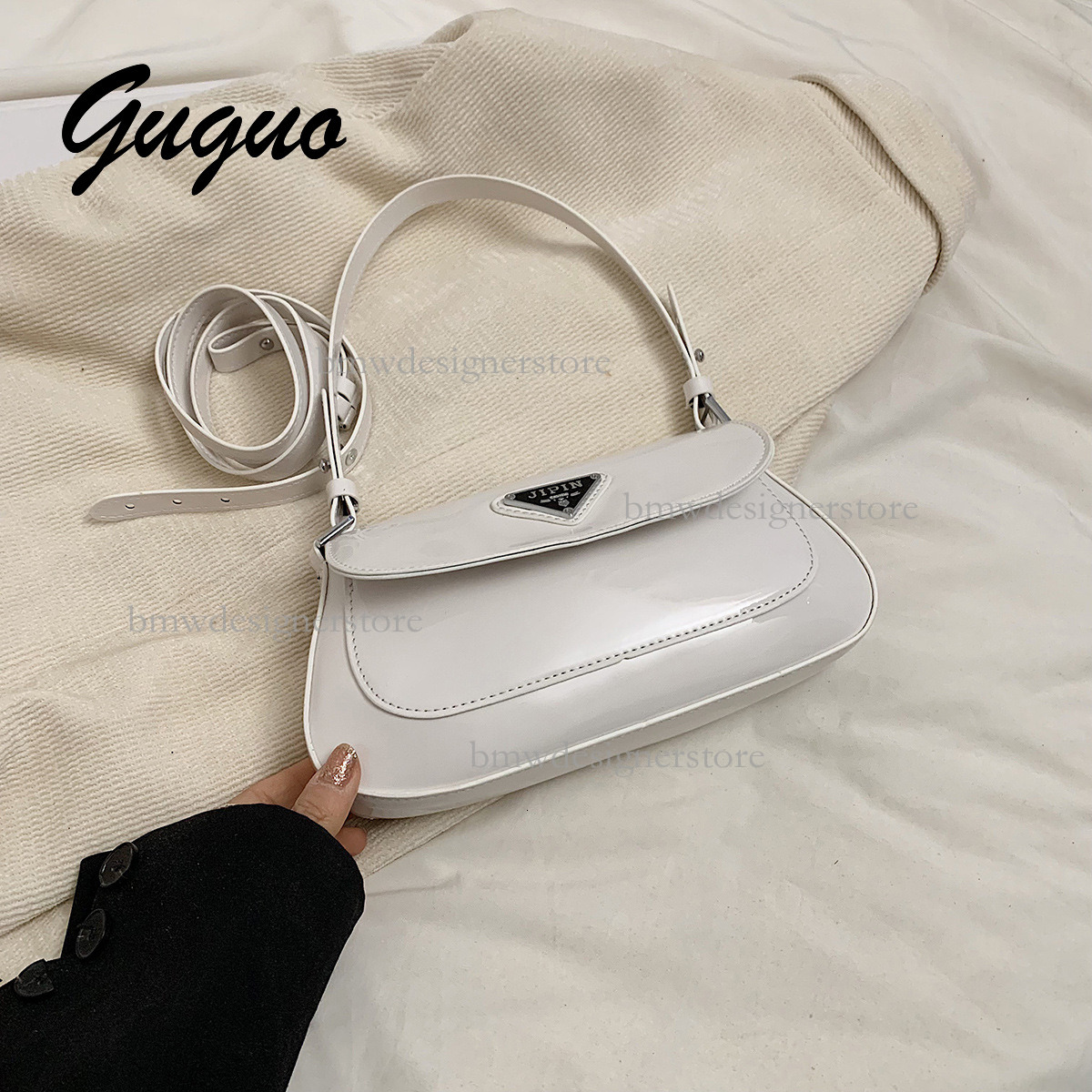 Guguo Designer Luxury Solid Color Glossy Shoulder Bag Exquisite Fashion Women's Mini Handbag Versatile Temperament High-end Trendy Crossbody Bag 