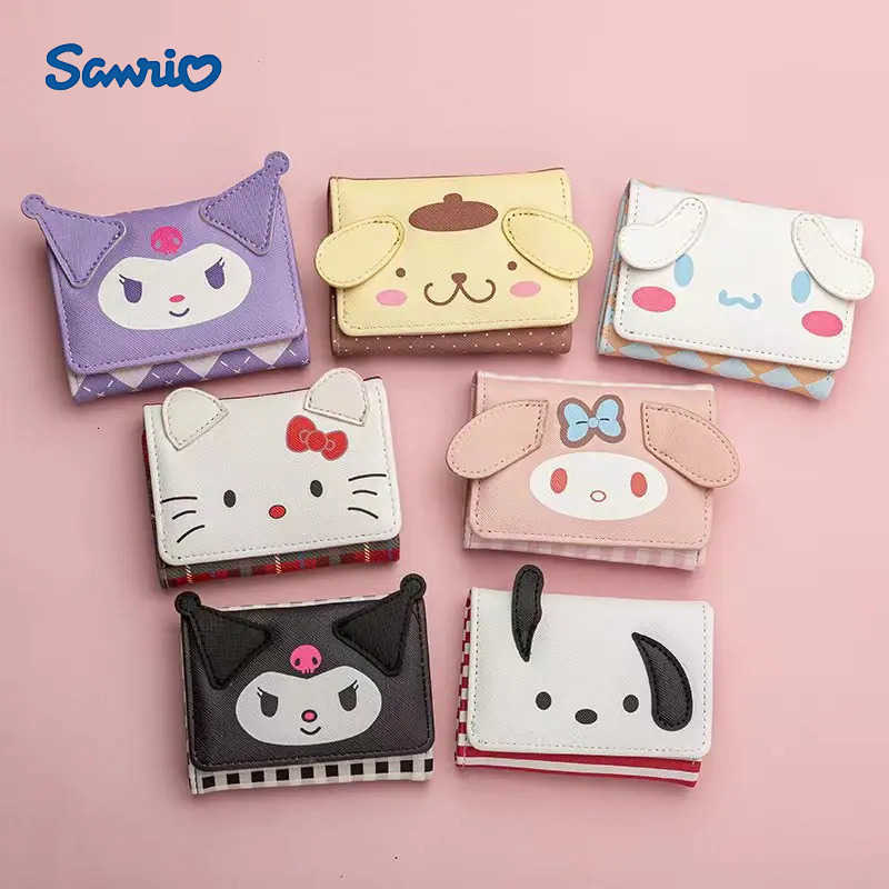 Sanrio New Kawaii Anime Cute Melody Kuromi Cartoon Wallet Hello Kitty Pochacco Short Wallet Change Purse Coin Storage Bag Gift H251211