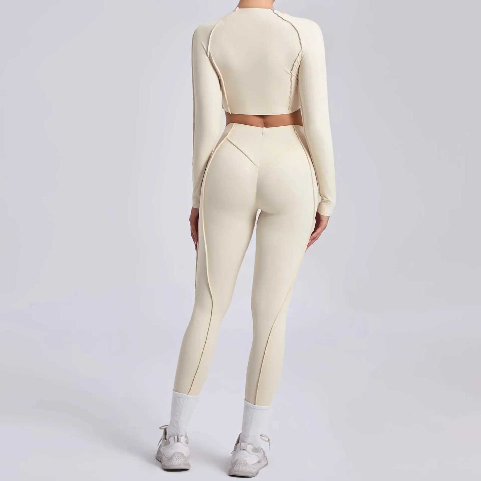 Seamless Yoga Sets Sports Fitness Hip-lifting High Waist Skinny Long-sleeved Suit Running Workout Gym Leggings Sets for WomenT251211