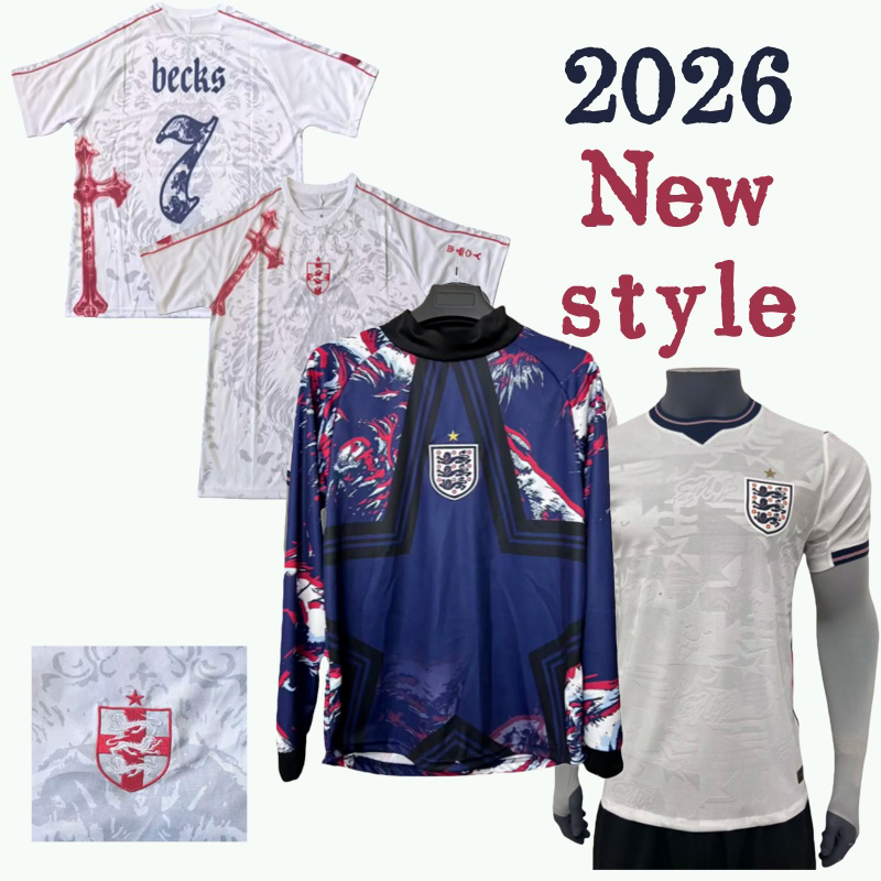 2026 England Soccer Jersey .GASCOIGNE Soccer Jersey BELLINGHAM RASHFORD KANE SAKA RICE FODEN. 2526 National Team football shirt Home Men Kids Kit England