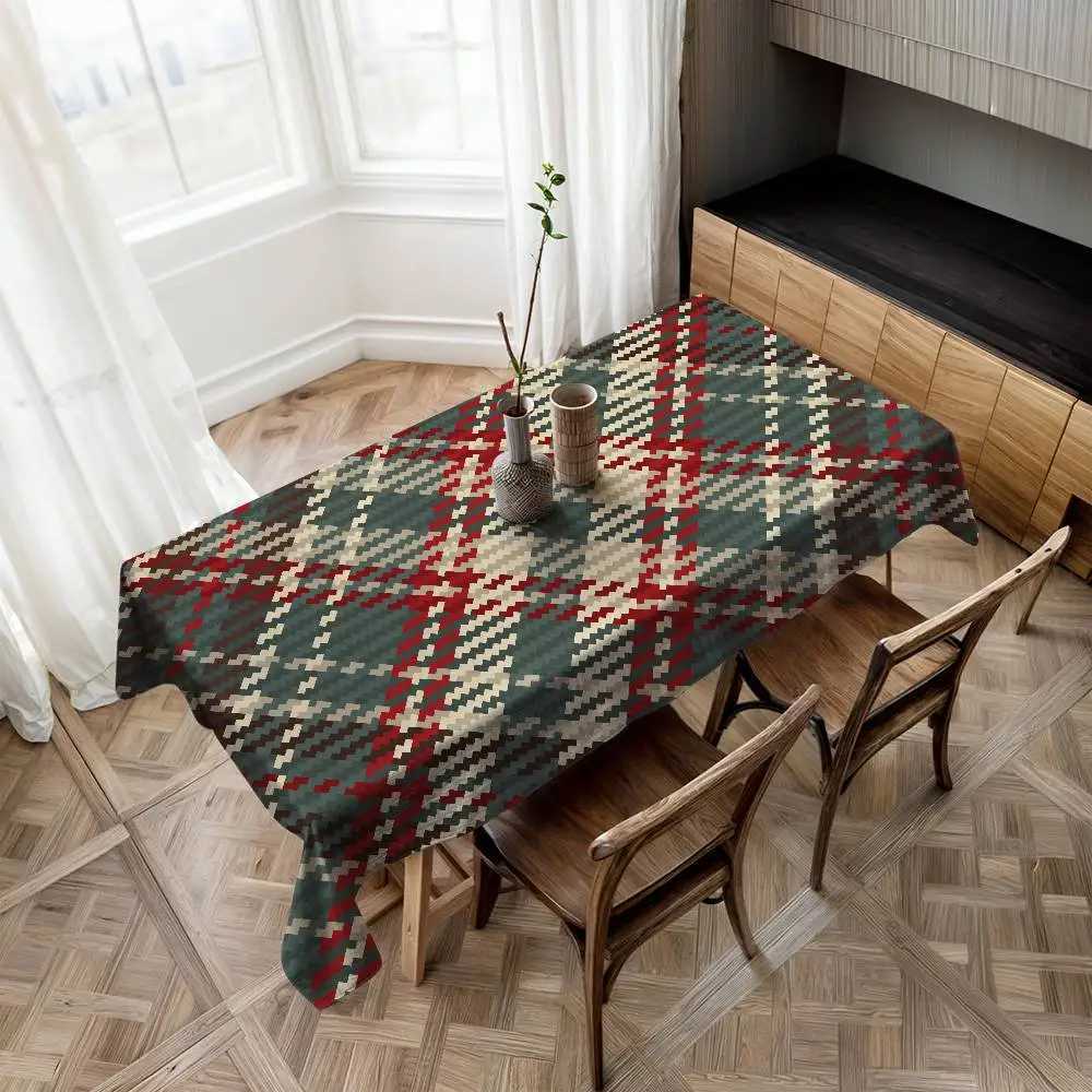 Tartan Print Tablecloth - Cute Design For Home Kitchens Dining Rooms Patios H251211