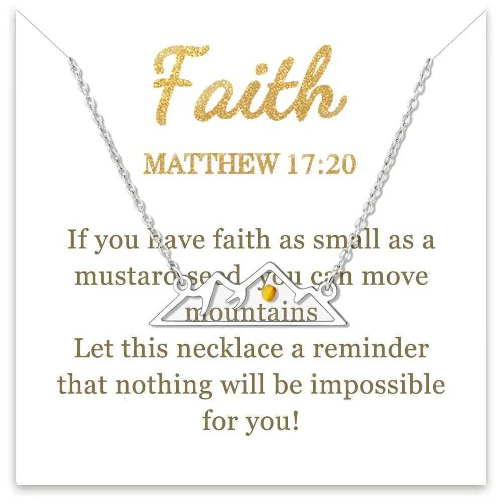 Christian Gift Mustard Seed Necklace Silver Color Gold Color Pendant Necklace Rectangular Shape Stainless Steel Chain Necklace M251211