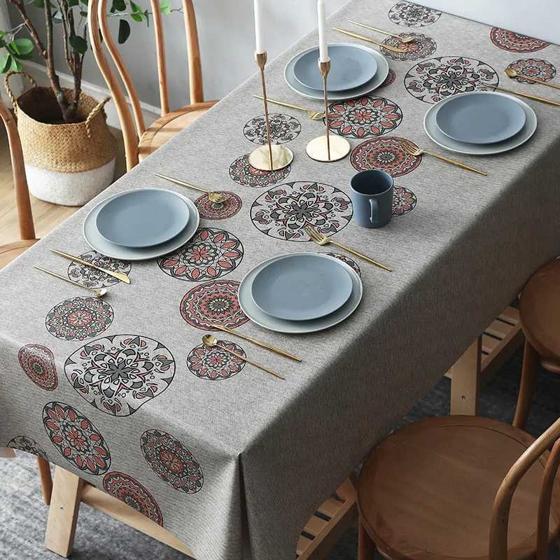 Nordic Style Waterproof Anti-scalding PVC Tablecloth Household Thickened Dining Table Cloth Without Washing and Oil Protection H251211
