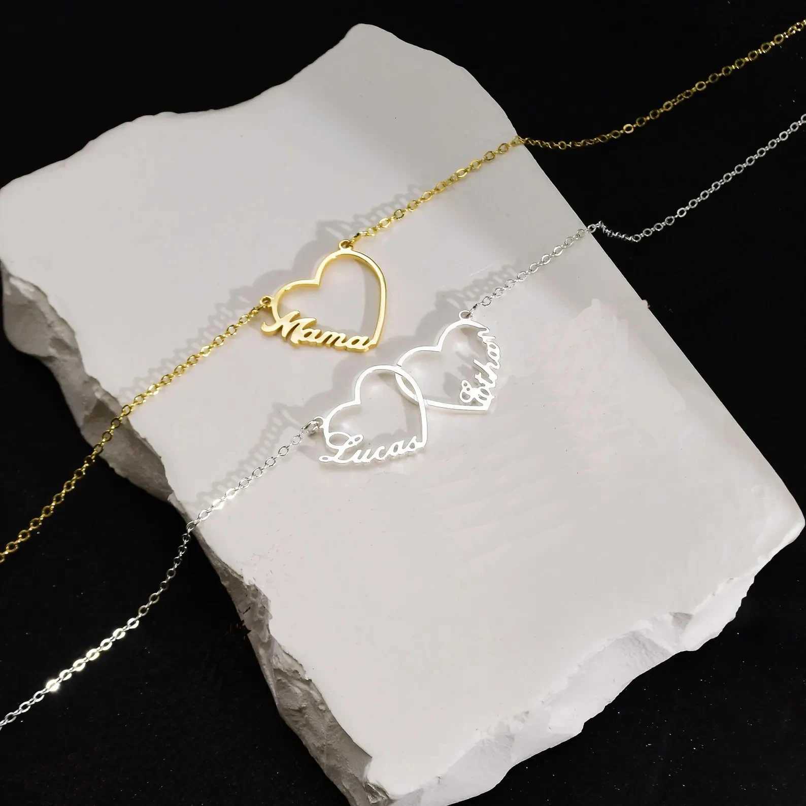 Dreamtimes Multiple Heart Necklace Personalized Name Hearts Necklace Custom Family Name Necklace with Heart Kids Name Necklace M251211