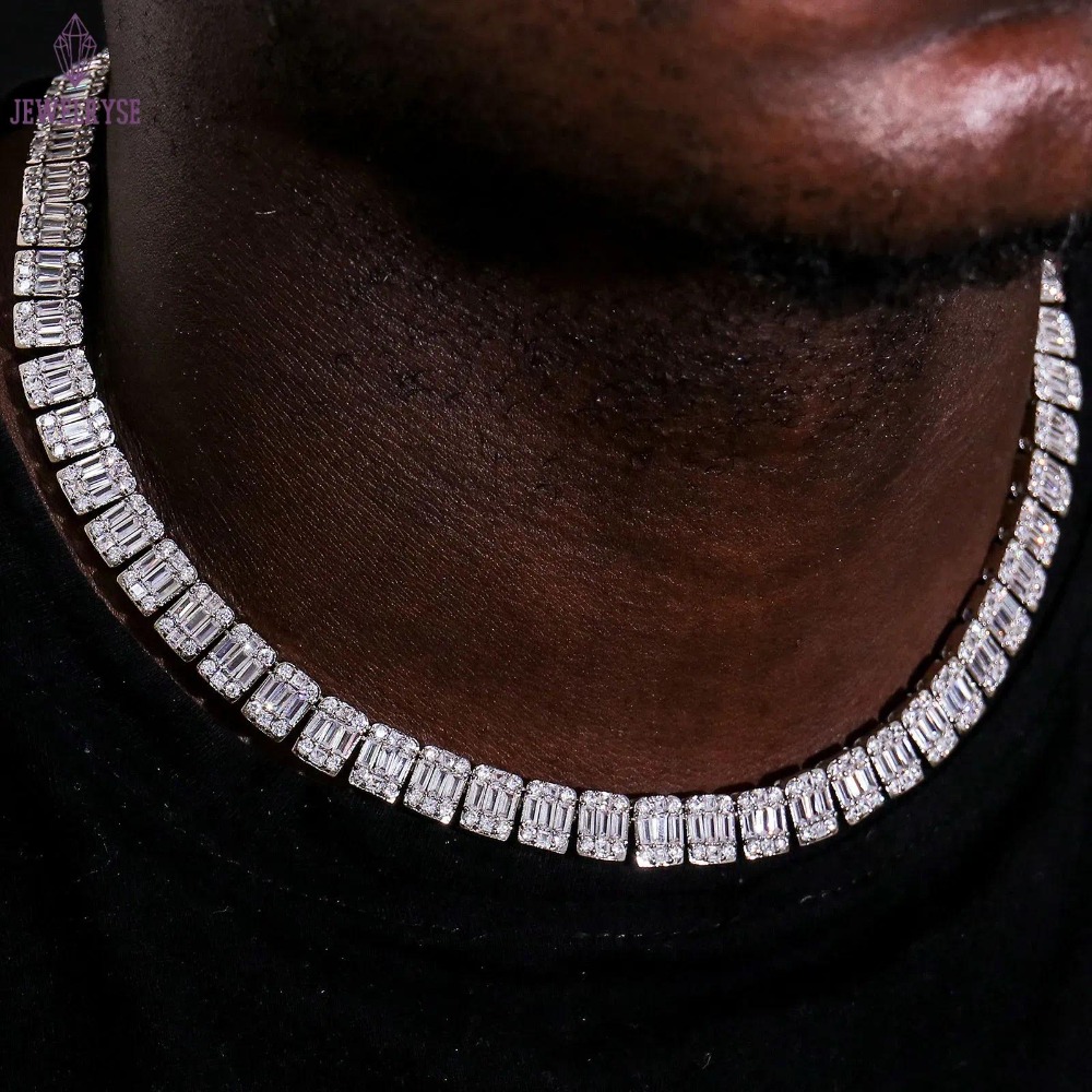 wholesale price mossinate diamond cuban chain hiphop jewelry moissanita cubana de 10mm baguette cuban link