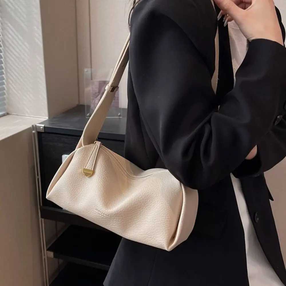 low Bag Lichee Pattern Crossbody Bag Solid Color Korean Style Shoder Bag Large Capacity Shopping Bag PU Dumpling Bag Y251211