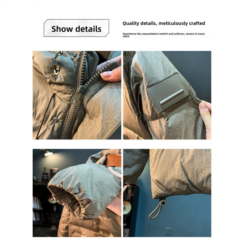 Fluffy down jacket mens winter 2025 hooded warm windproof and cold resistant duck clothes y251205