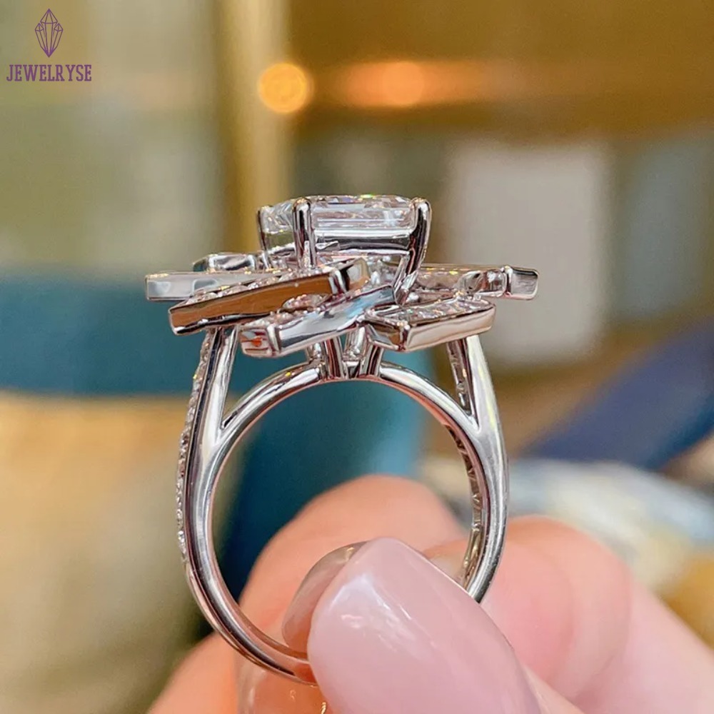 Choucong Brand Wedding Rings Elegant Sparkling Vintage Jewelry 925 Sterling Silver Princess Cut White Topaz CZ Diamond Geometry Party Women Cross Band