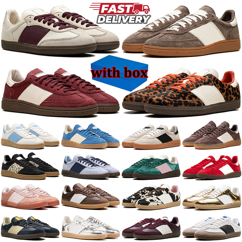 With box running shoes designer men women classic sneakers brwon navy blue burgundy red beige gum vintage mens womens outdoot sports speziala spezia trainers