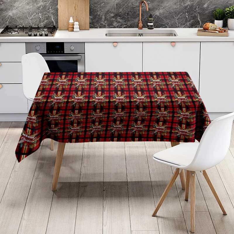 Waterproof Tablecloth Christmas Plaid Table Cover Holiday Dinner Party Decor Festive Red Green Table Topper Rectangle Tablecloth H251211