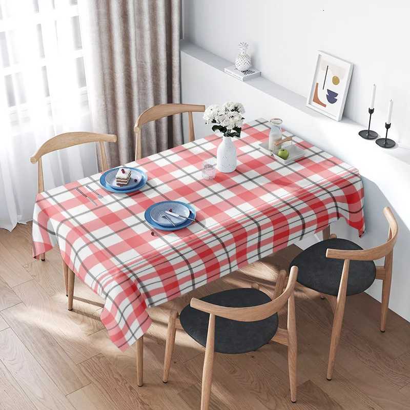Plaid Tablecloth Home Decoration Large Size Red And White Checkered Table Linens Kitchen Dining Room Furniture Cover 165x240cm H H251211