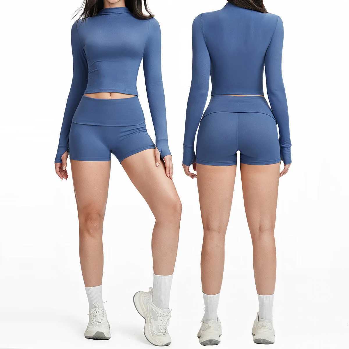 Yoga Suit Sports Set 2 Pieces Women Quick-Drying Gym Set Tracksuit Running Workout Long Sleeve Sports Shirt Yoga Shorts ClothingT251211