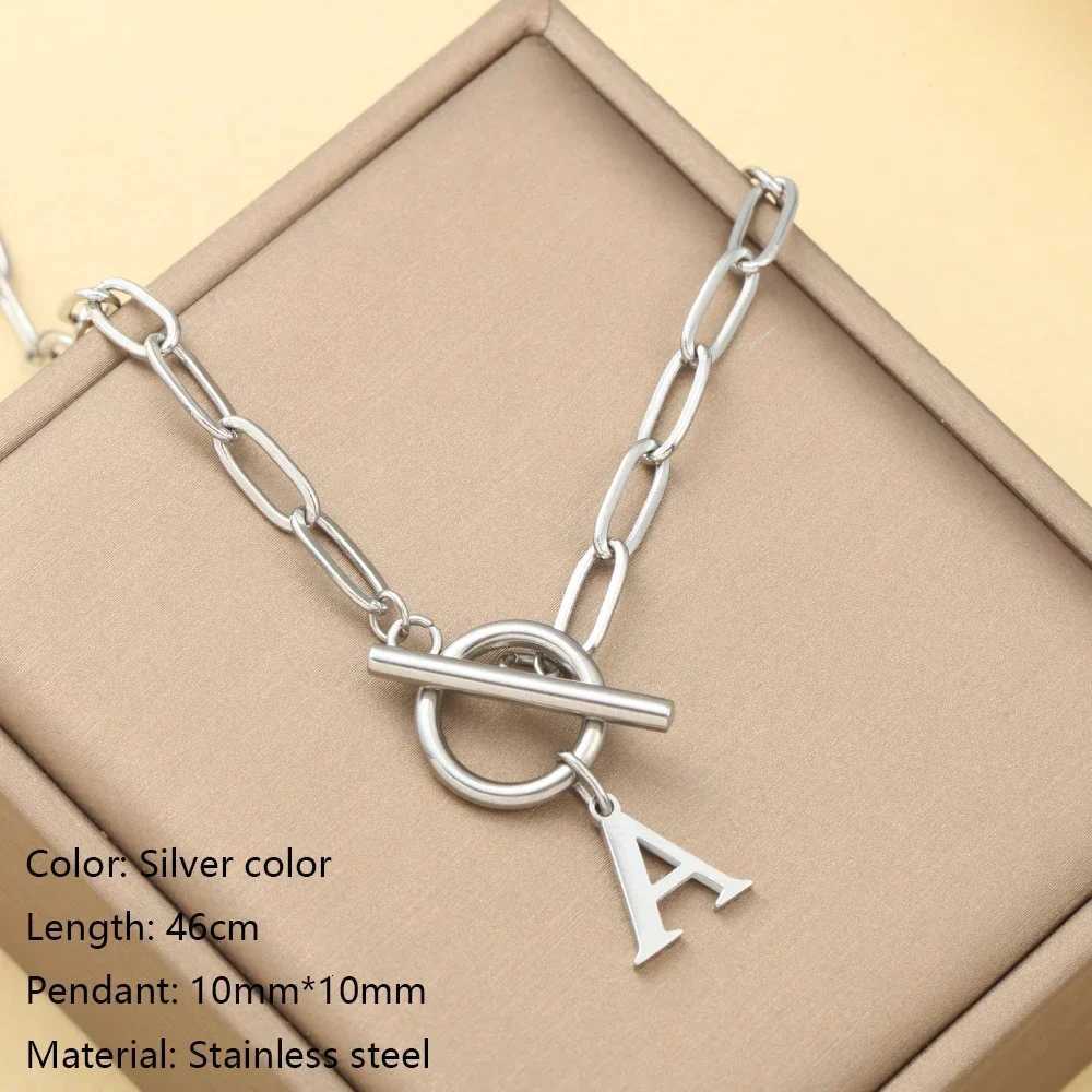 Initial Letter Silver Color Simplicity Quality Stainless Steel Jewelry Necklace for Women Pendant Necklaces Womens Trend 2025 M251211