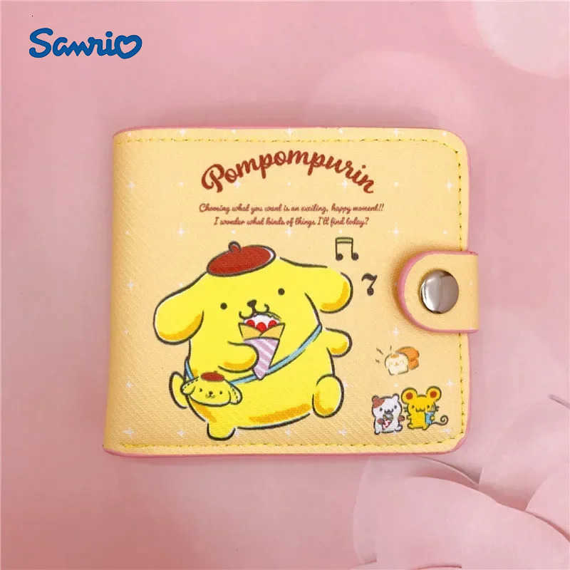 Sanrio Short Wallet Hello Kitty Cinnamoroll Melody Kuromi Cute Cartoon Foldable PU Card Case Coin Purse Accessories Girl Gift H251211
