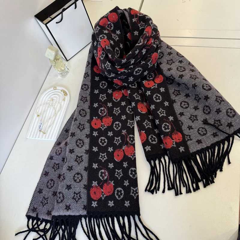 Fashion Luxury Cherry Stars Faux Cashmere Shawl Winter Long Warm Scarf Soft Comfort Wraps Spring Autumn Poncho Women Neckerchief Y251211