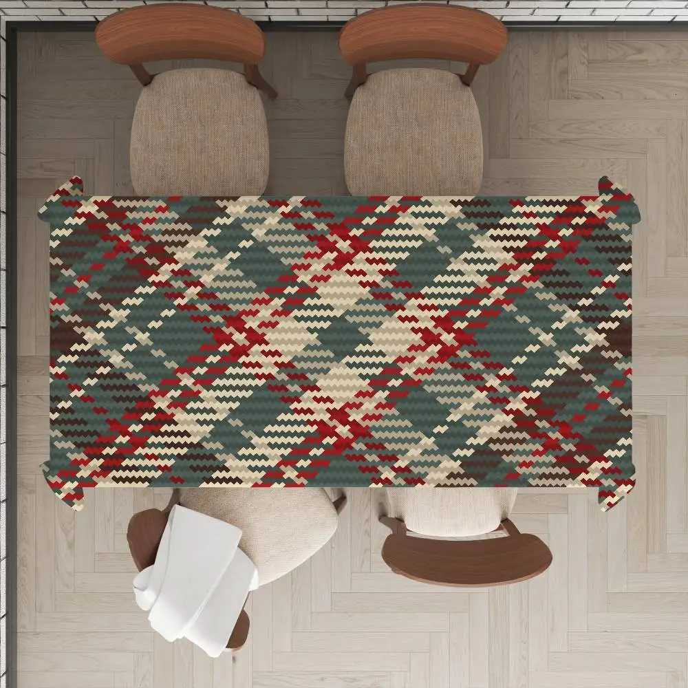 Tartan Print Tablecloth - Cute Design For Home Kitchens Dining Rooms Patios H251211