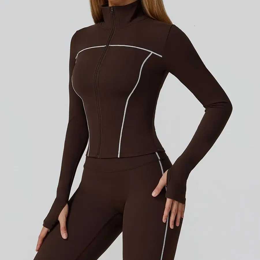 Quick Dry Stand Up Collar Fitness Jacket For Womens Slim-Fit Zipper Yoga Wear Long Sleeve Windproof Outdoor Running Sports TopsT251211