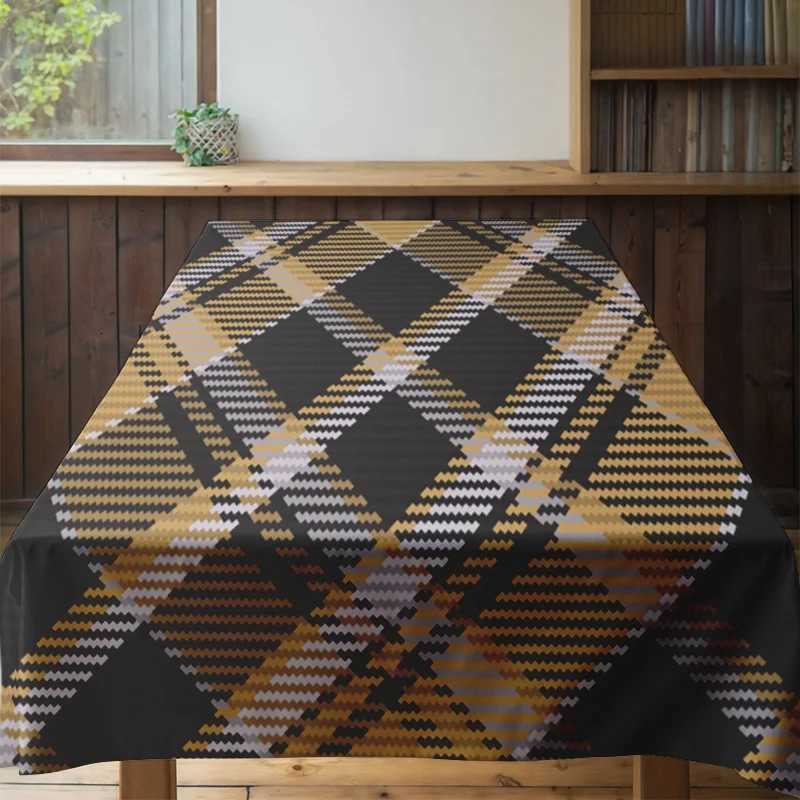 Modern Dining Table Cloth Black Yellow Geometric Pattern Polyester Tablecloth for Home Decoration 60x120 inches Free Shipping H251211