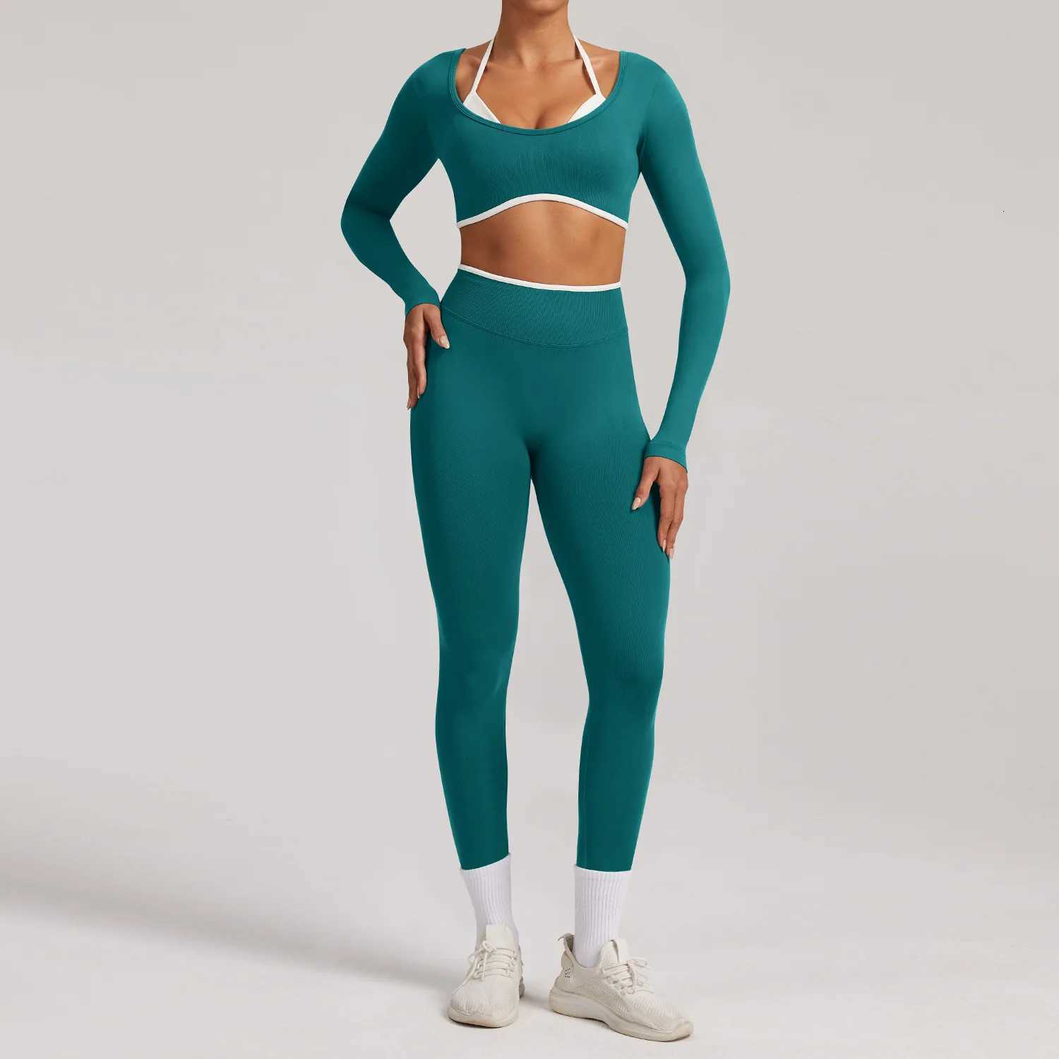 Sportswear 2PCS Seamless Yoga Set Gym Fitness Suit Women Yoga Tracksuits Workout Gym Clothes Crop Top Sports Leggings SuitT251211