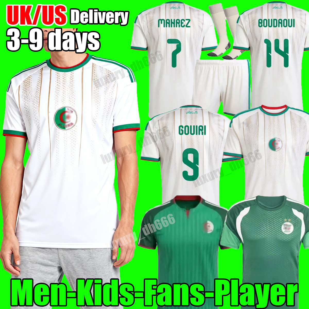 2026 World Cup Algeria 2026 soccer jersey Gouiri Amoura Hadj Moussa Boudaoui Houssem Rayan Benrahma home away pre-match fans player adult kids kit football shirt