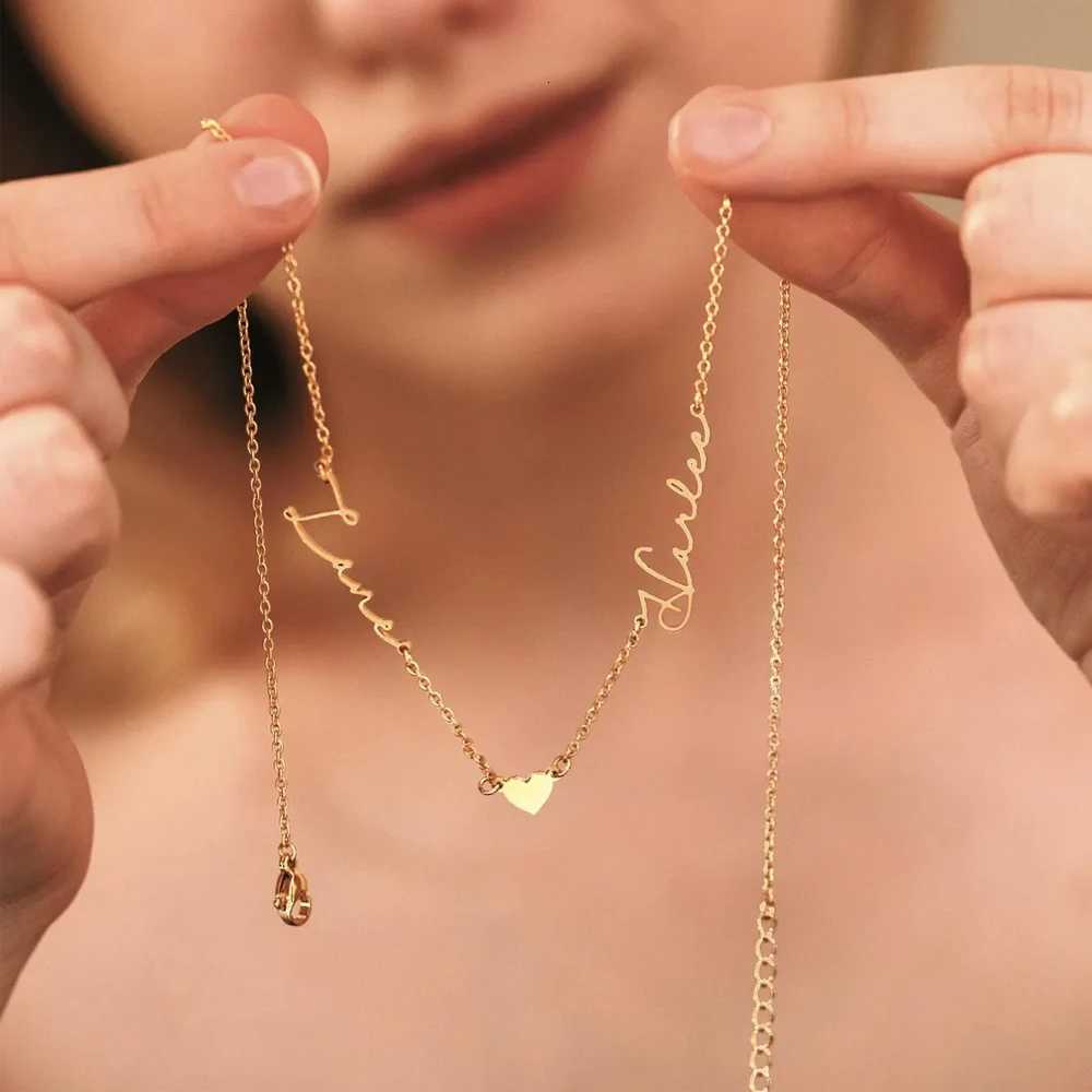 COOLTIME Custom Multiple Names Heart Necklace Stainless Steel Personalized rs Name Women Necklace Jewelry Gift Wholesale M251211