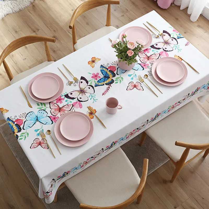 Nordic Style Waterproof Anti-scalding PVC Tablecloth Household Thickened Dining Table Cloth Without Washing and Oil Protection H251211